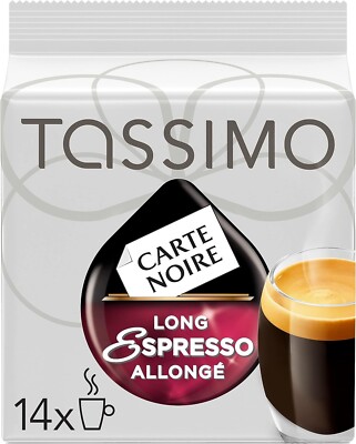 4x Tassimo Carte Noire Long Espresso Single Serve T-Discs, 110g FRESH