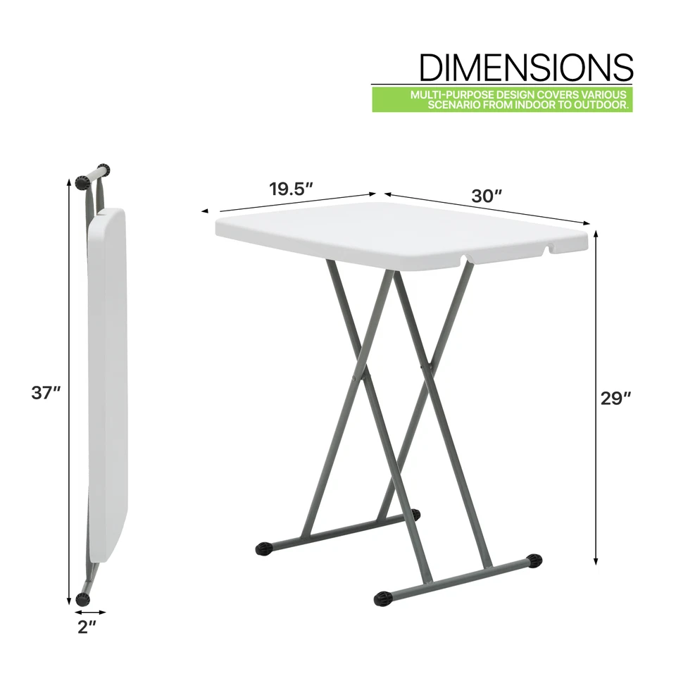 White Folding Protable TV Tray Adjustable Dinner Table Sofa Bed Side Laptop Desk - Image 3 of 4
