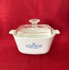 Corning Ware Square Corn Flower Casserole Dish P-1 3/4-B 1 3/4 Quart with Lid