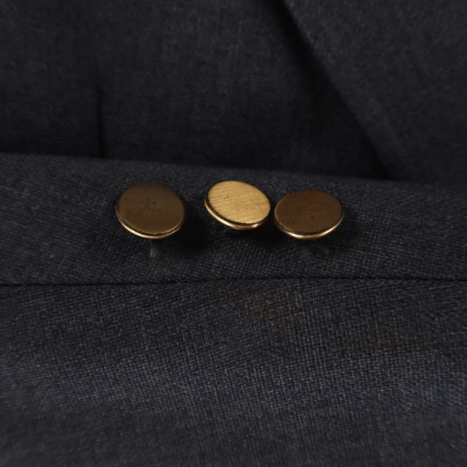 VTG Hopsack Jacket M Blue Polyester Wool Sport Coat Blazer Patch Pockets 42R - Image 4 of 4