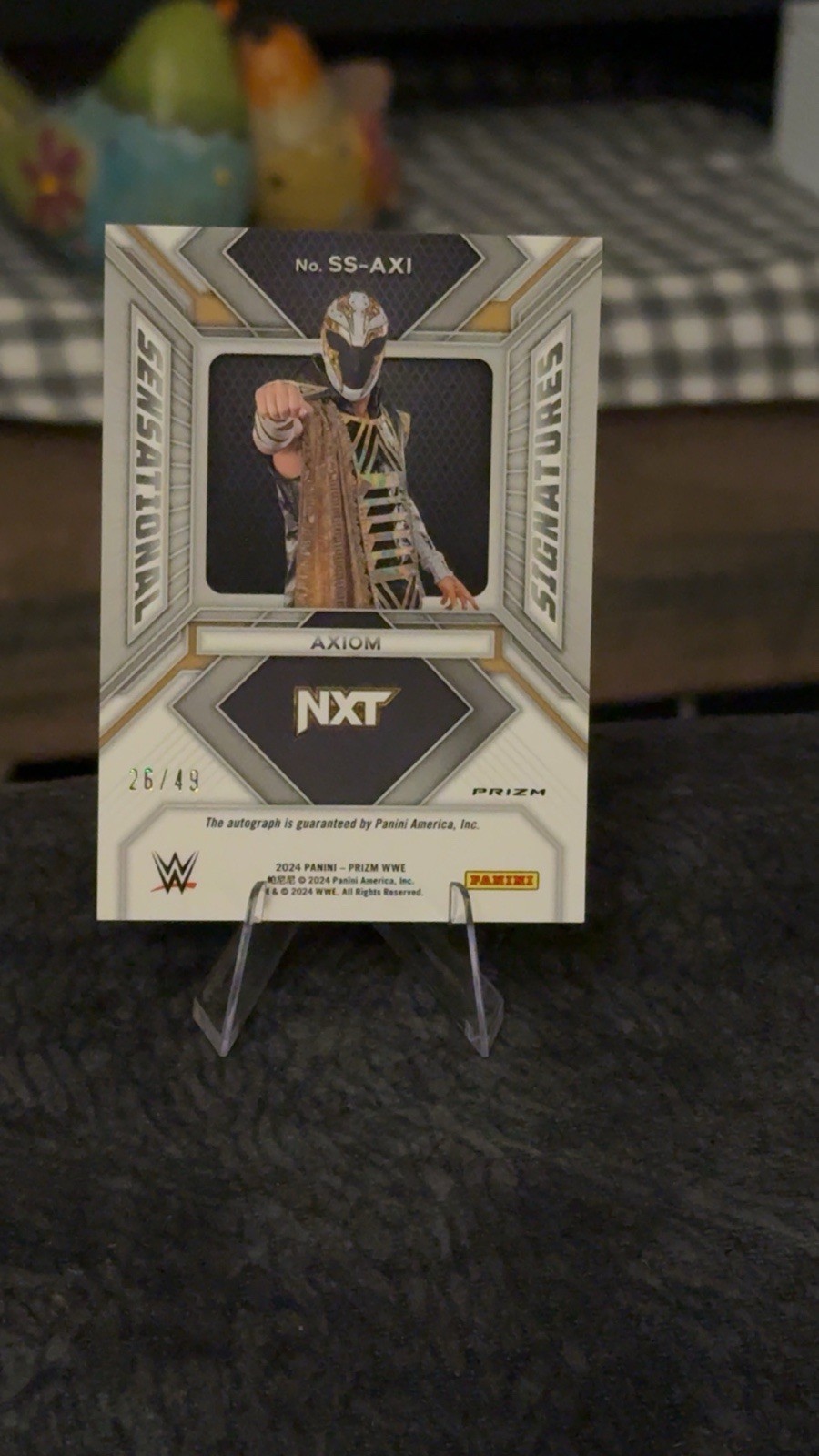 2024 Panini Prizm WWE - Sensational Signatures Axiom #SS-AXI Blue Prizm /49 (AU) view 2