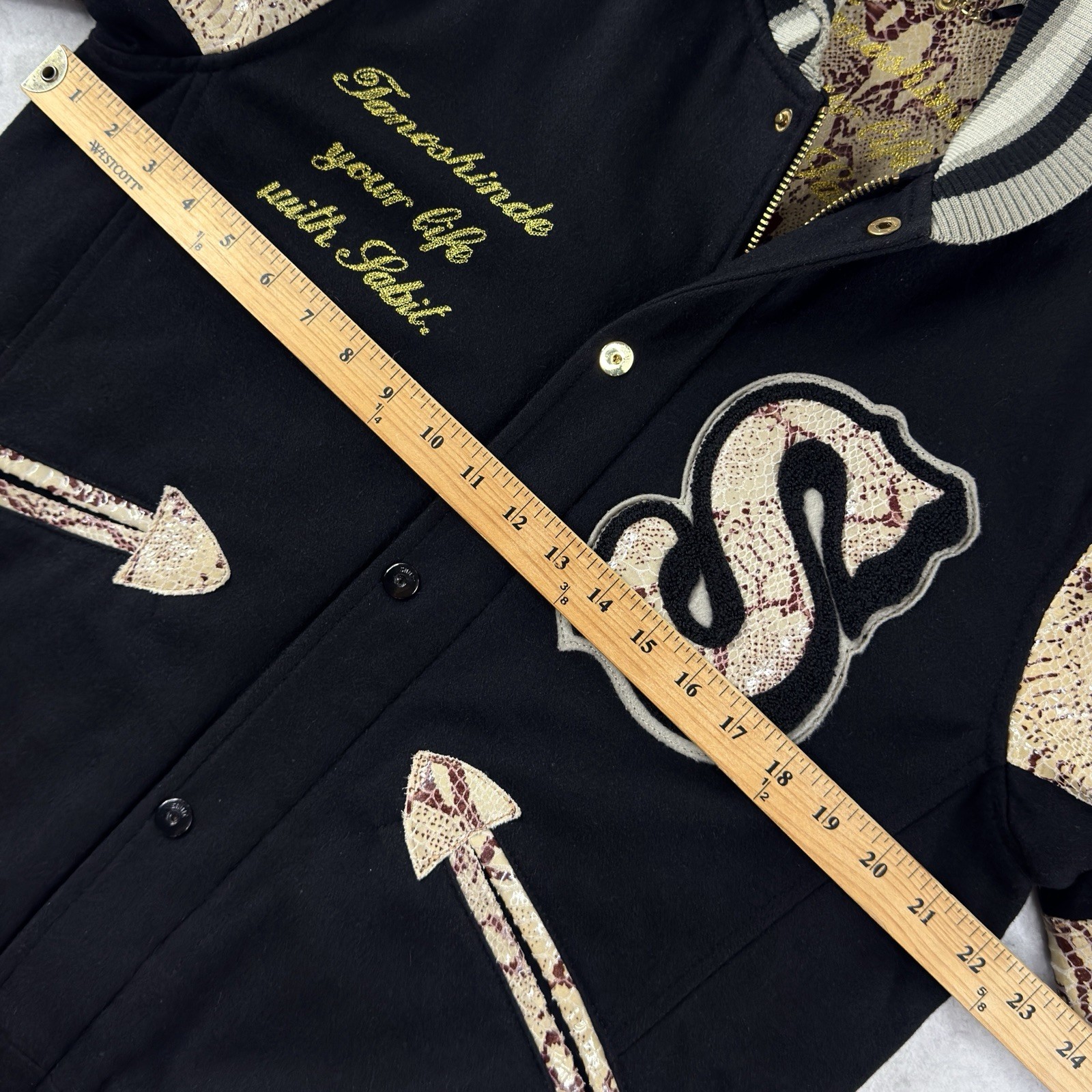 Sabit NYC Python Varsity Jacket Men’s Black Wool … - image 15