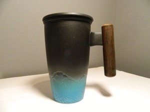 Ceramic Tea Cup With Infuser And Lid Tea Mugs Wooden Handle