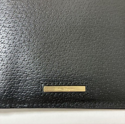 Salvatore Ferragamo Long Wallet Bifold Black Unisex Made in Italy Leather - Picture 2 of 6