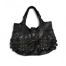 Jimmy Choo Leather Perforated Bree Bag in Gunmetal with Silver Hardware