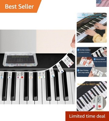 Piano Notes for Beginner, Removable 88-Key Full Size Piano Labels, 61 Key Sil...