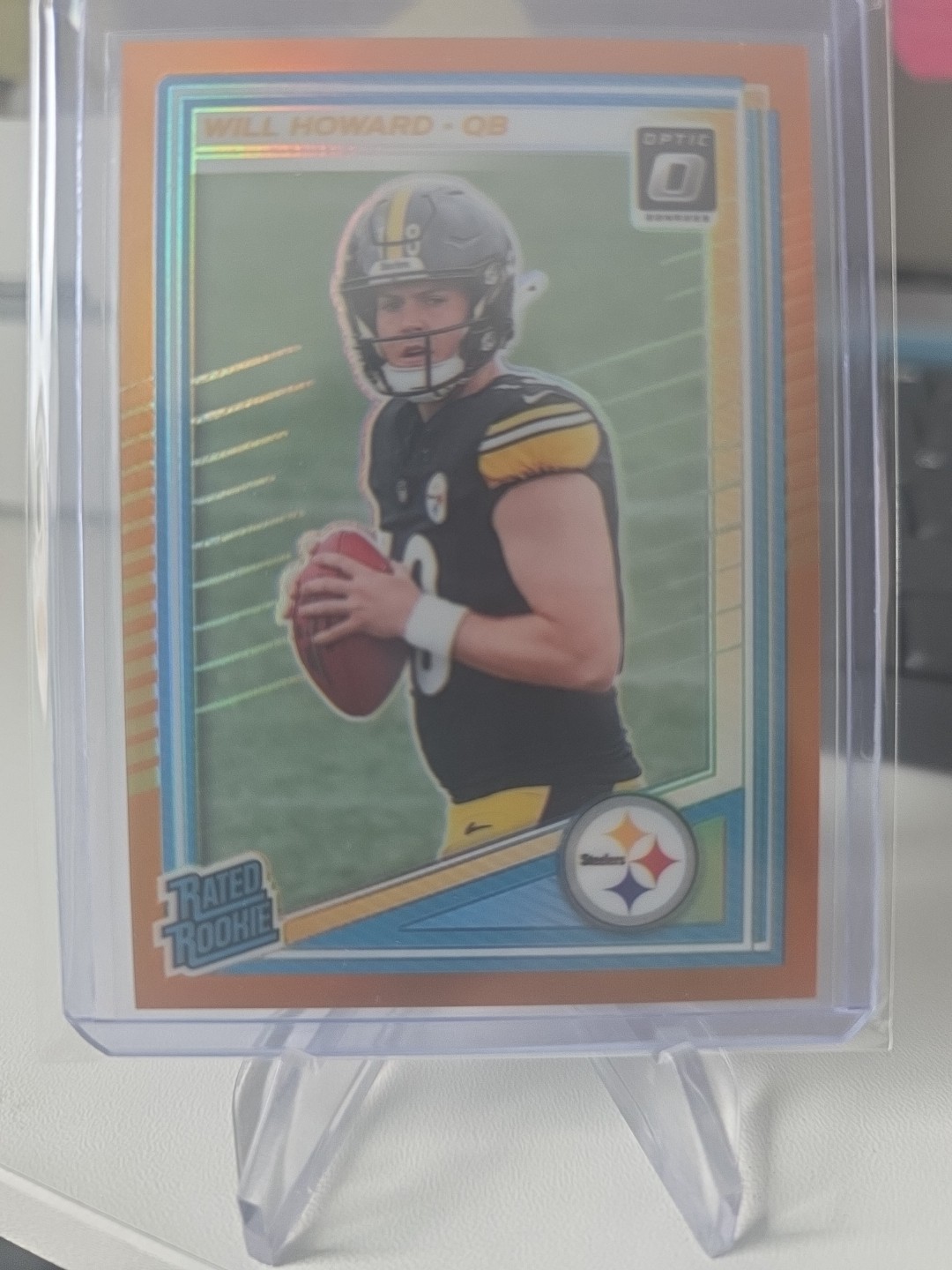 🔥/299 ORANGE QB!! Will Howard 2025 NFL Donruss Optic #233 Steelers NASTY RC🔥