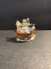 Noahs Ark Ceramic Hinged Trinket Box, Vintage, 3  VGUC