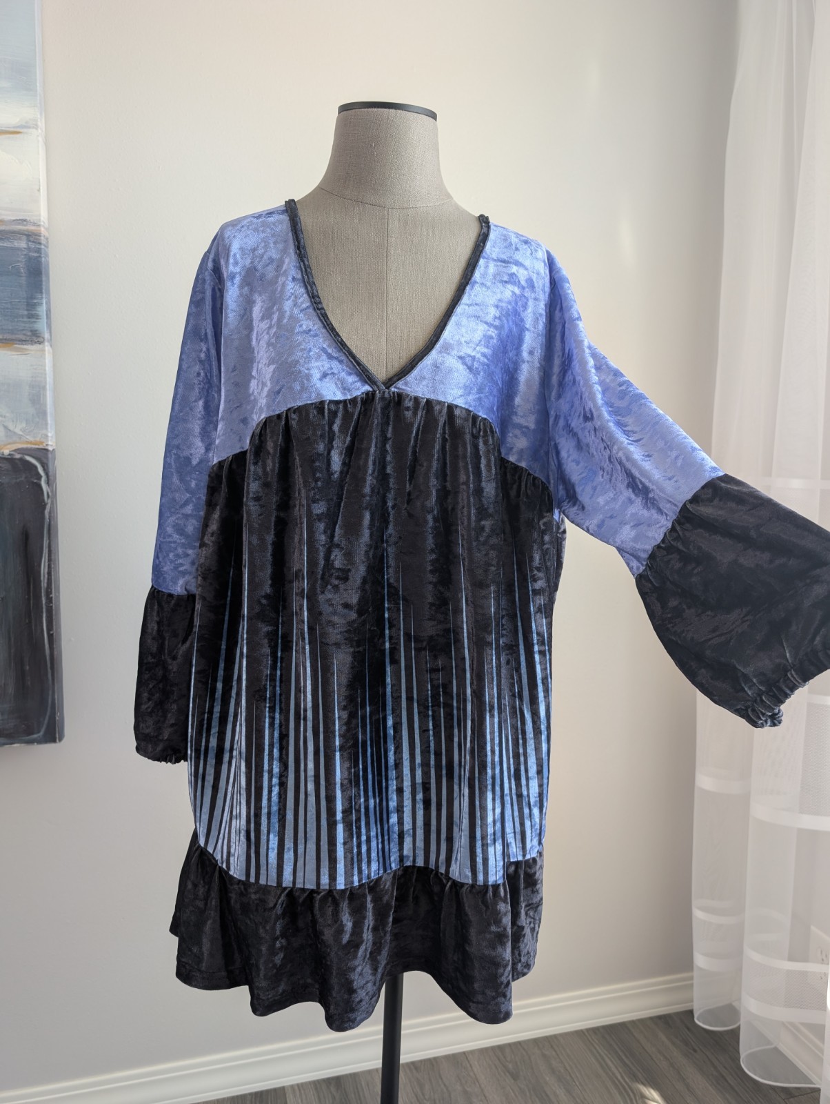 Lily By Firmiana Plus Size 3XL Crushed Velvet Velour Tunic Top Boho Chic Artsy