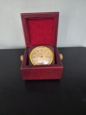 "Vintage Style Wood Case Quartz Desk Clock, Travel Clock, Red Finish"