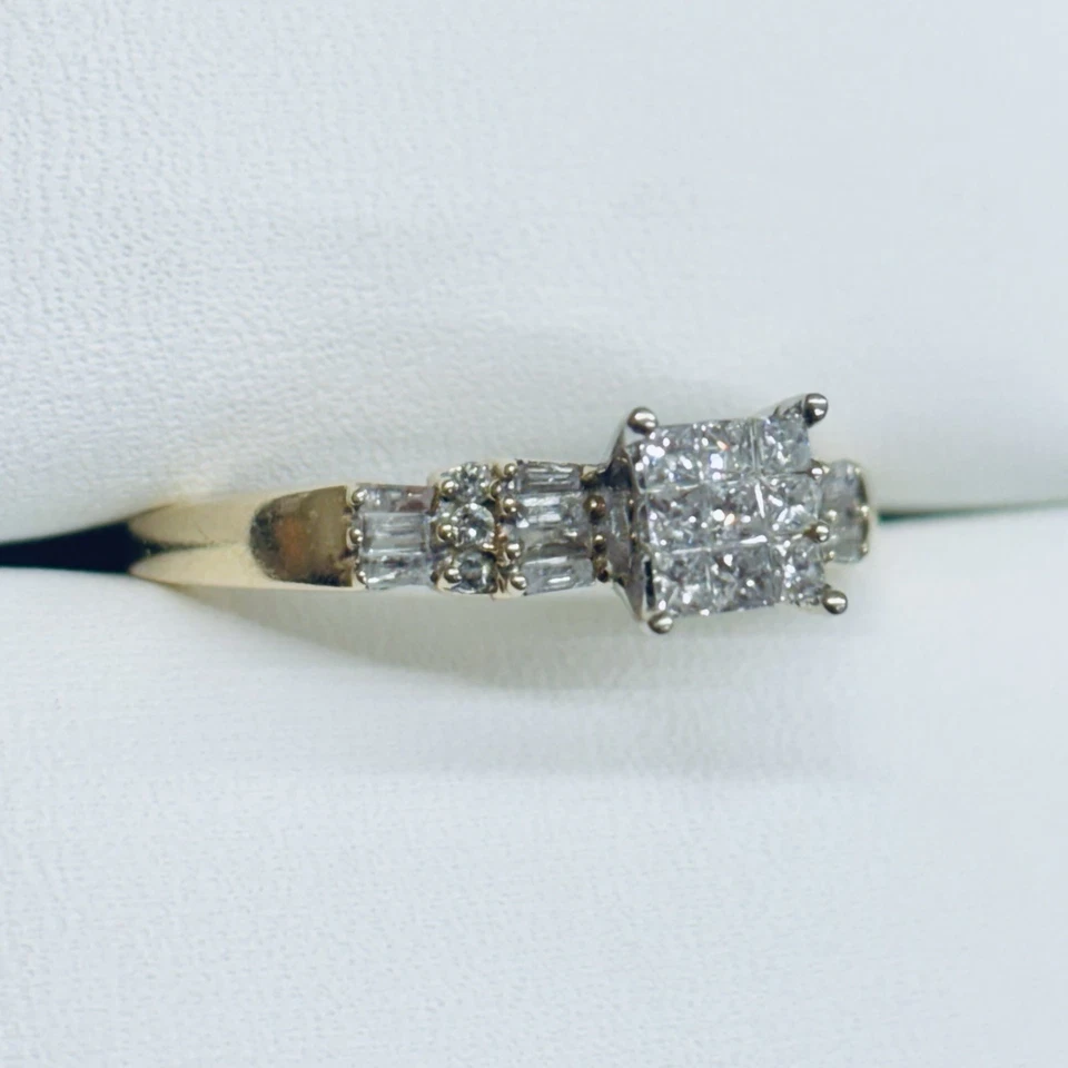 1/2ct 14k Yellow Gold Princess Cut Diamond Engagement Wedding Ring Size 10.5 - Image 3 of 4
