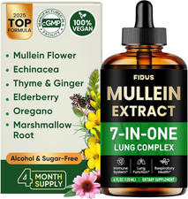 Mullein Drops for Lungs Lymphatic Drainage 7 Herb with Echinacea, Oregano, G