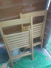 Wood Folding Chairs Set of 2 Slatted Seat/Back Light Wood Brown 50x40cm