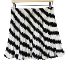 Maeve Anthropologie Black White Striped Pleated Mini Skirt Size 8 OBI793773