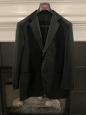 Luigi Bianchi Mantova 42R Black Wool Tuxedo Suit Italy 2 Piece Lubiam