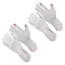 Sun Gloves for Women, Long Breathable Gloves,  11" & 4Pcs & Ice Silk & Gray