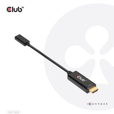 Club 3D HDMI zu (USB Typ-C, 22 cm), Data + Video Adapter, Schwarz