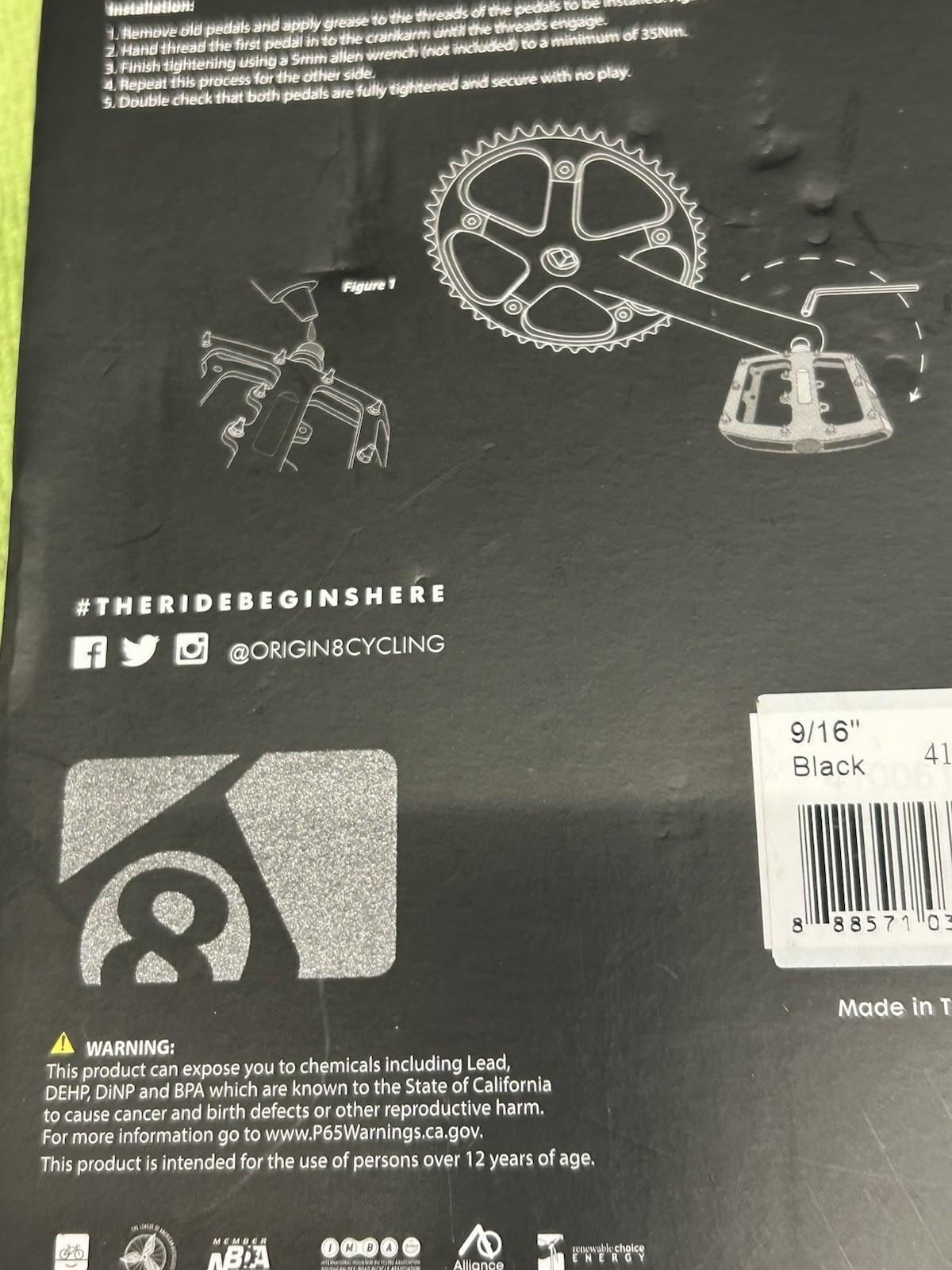 NOS ORGIN 8 VEX 9/16 PEDALS SEALED WIDE PLATFORM CHROMOLY SPINDLE 