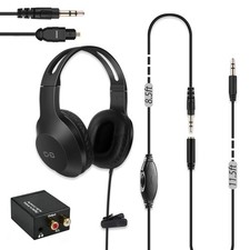 20Ft Extra Long Cord TV Headphones with 3.5mm AUX  Optical Input