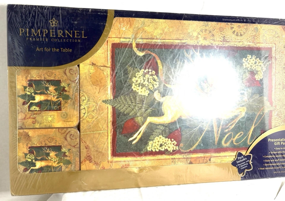 Tapetes e porta-copos PIMPERNEL NOVO NA CAIXA com apoio de cortiça (conjunto de 4) - Inglaterra - Imagem 3 de 4