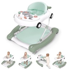 5-in-1 Convertible Baby Walker with Steering Wheel Music Activity Center Mint