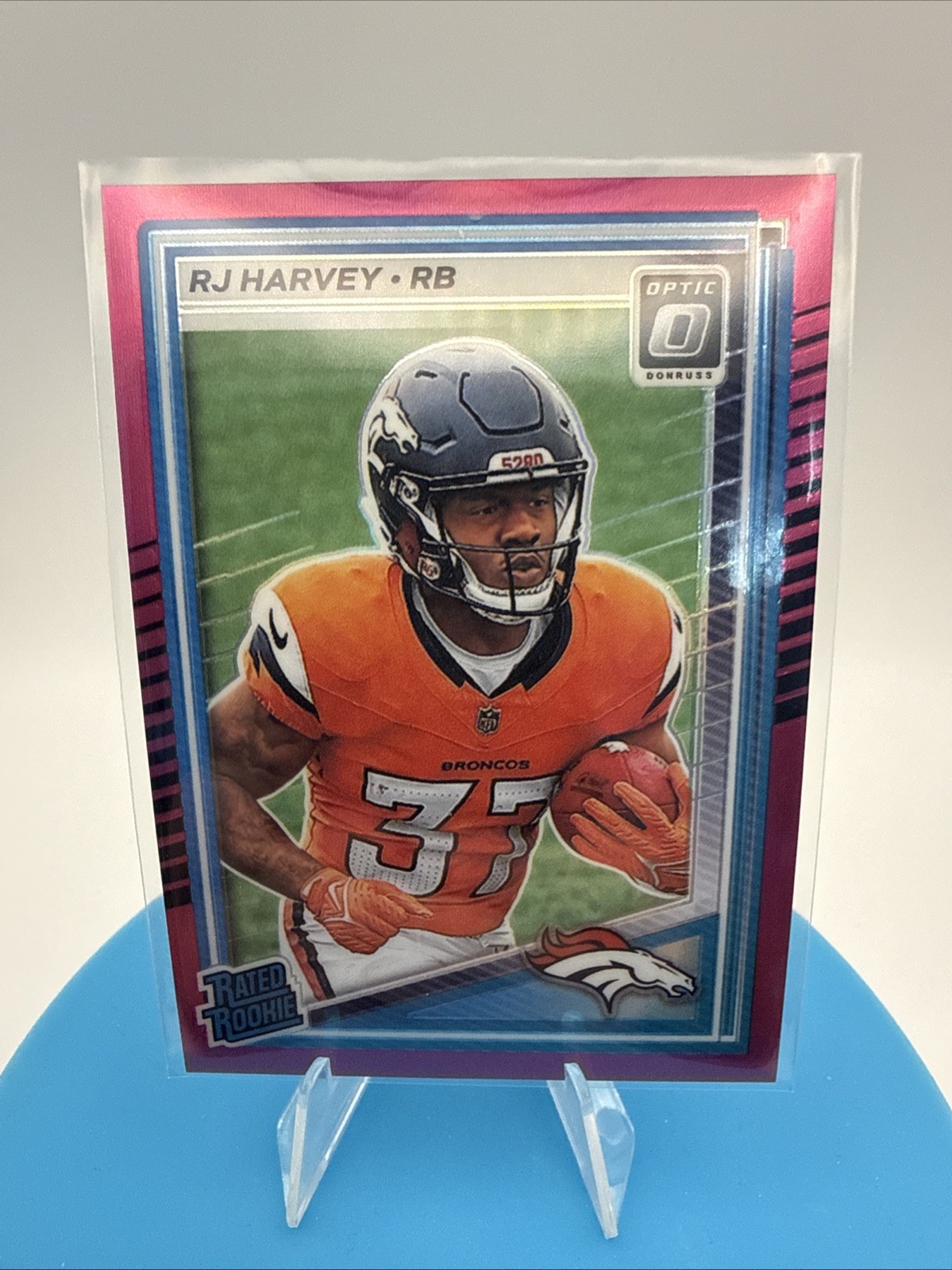 2025 Panini Donruss Optic - Rated Rookie RJ Harvey #208 Pink Prizm (RC)