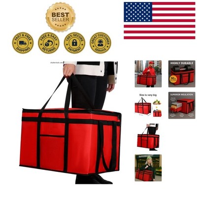 Durable Red and Black Insulated Delivery Bag - 60lbs Capacity for Catering Needs
