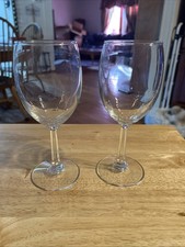 White Wine CRYSTAL Set of Two 7.25" x 2.5" Stemware Glasses 6 Sides On Stem