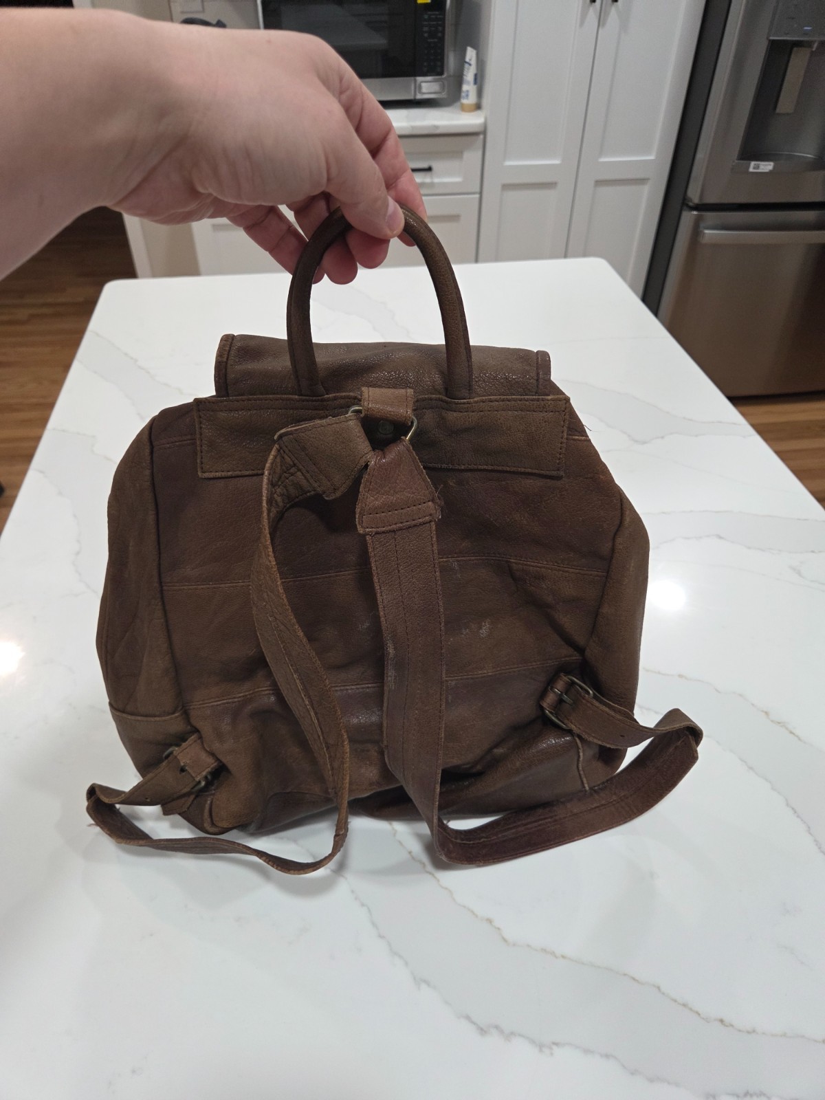 leather backpack, gently used, everything intact. - image 3