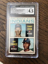 Topps 1964 #146 Cleveland Indians Rookie Card Tommy John Bob Chance CGC 4.5 Slab. rookie card picture
