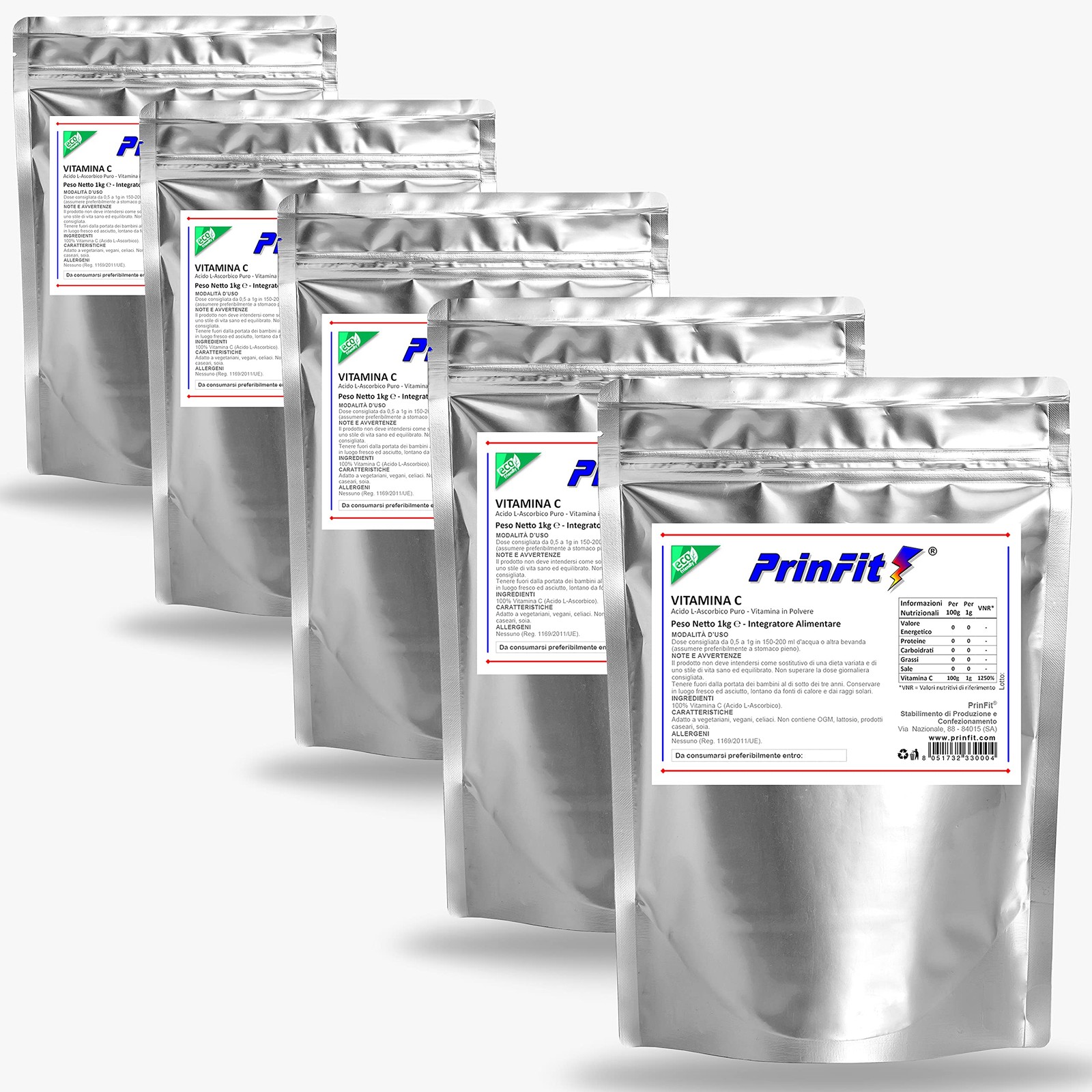 PrinFit® 5kg Vitamina C Pura 100% | Acido L-Ascorbico Polvere in Offerta