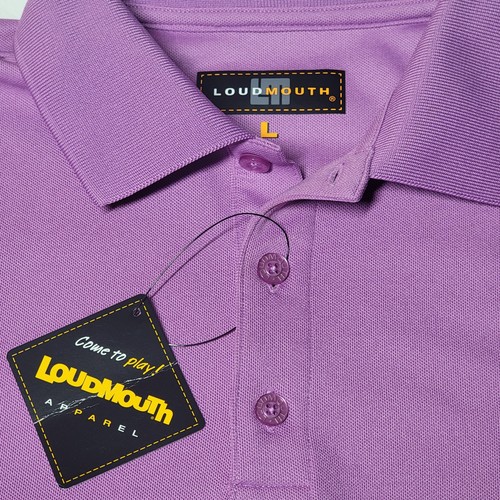 NWT LoudMouth Pink Purple Polo Shirt Men's Size L Short Sleeve Collared Logo NEW - Picture 4 of 9