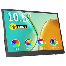 Small Portable Monitor 10.5" 500 Nits 2000:1 FHD 1280P IPS Screen, Ultra-Slim...