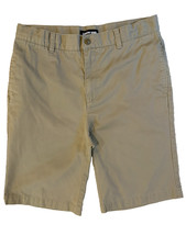Lands End boys Khaki Chino Bermuda Shorts size 18 Adjustable Waist 10.5" inseam