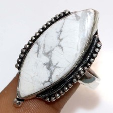 925 Silver Plated Howlite Ring US 11 Vintage Inspired Design Most Beautiful GW