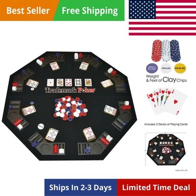 Poker Table Topper - Foldable Texas Hold 'Em Set with Carry Case, 300 Poker C...