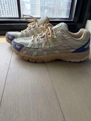 Nike P-6000 Beige Blue Green Men's Mesh Athletic Sneakers Lace Up