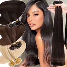 Keratin Fusion Nail U Tip Real Remy Human Hair Extensions Pre Bonded U-Tips Glue