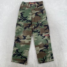 JNCO Jeans Cargo Pants Kids Size 10 Green Camo Vintage Wide Leg Ripstop B1666CQ