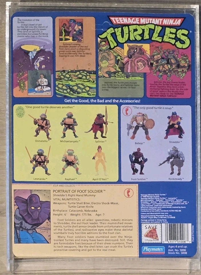 Teenage Mutant Ninja Turtles Foot Soldier figure 1st Release 10 Back MOC 1988 - Image 2 of 2