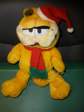 Vintage Garfield 12" Plush Wearing Scarf  Santa Hat 095 