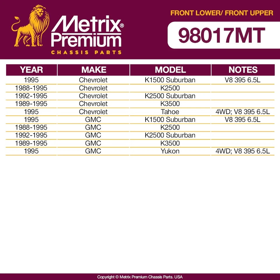 Kit de rótula delantera superior e inferior para Chevrolet K2500 GMC K2500 Suburban Foto 2 de 4