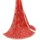 Sushila Vintage Red Floral Dupatta Chiffon Silk Phulkari Embroidered Long Stole