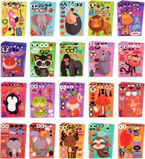 100 Sheets Make a Face Stickers for Kids, 20 Styles Waterproof Animal Stickers