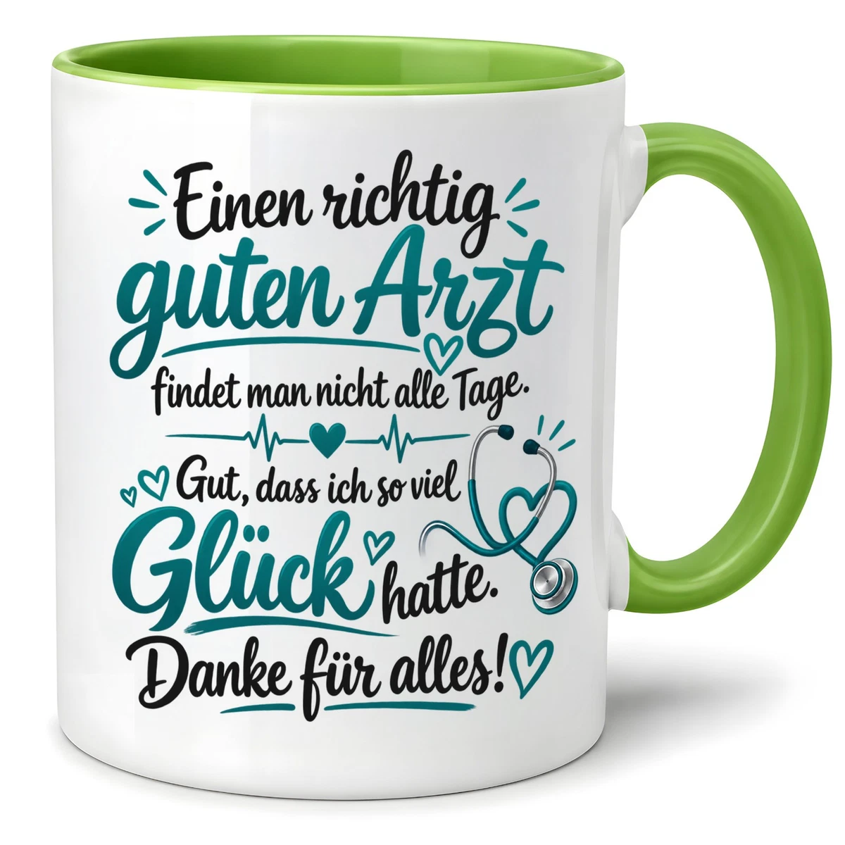Herzbotschaft Arzt Tasse Kaffeetasse für Ärzte - Danke Geschenk für guten Arzt
