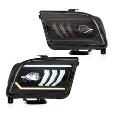 VLAND LED Projector Headlights For [ 2005-2009 Ford Mustang ] W/Welcome