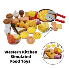 56Pcs Western Kitchen Simulated Food Toys Burger Pizza Children Pretend Toy Set.