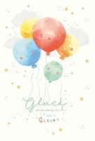 Geburt Baby Freudiges Ereignis Karte Mit Briefumschlag Bunte Luftballons Sterne
