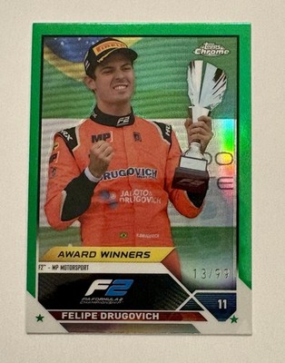 2023 Topps Chrome Formula 1 F1 F2 Felipe Drugovich #192 Green Refractor /99
