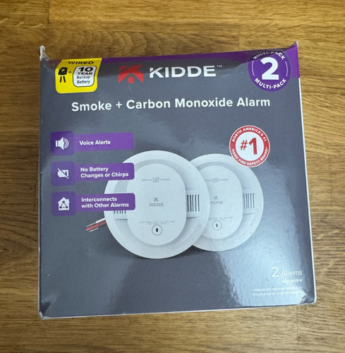 Kidde Hardwired Smoke & Carbon Monoxide Alarm 30CUA10-V Hardwired Pack of 2